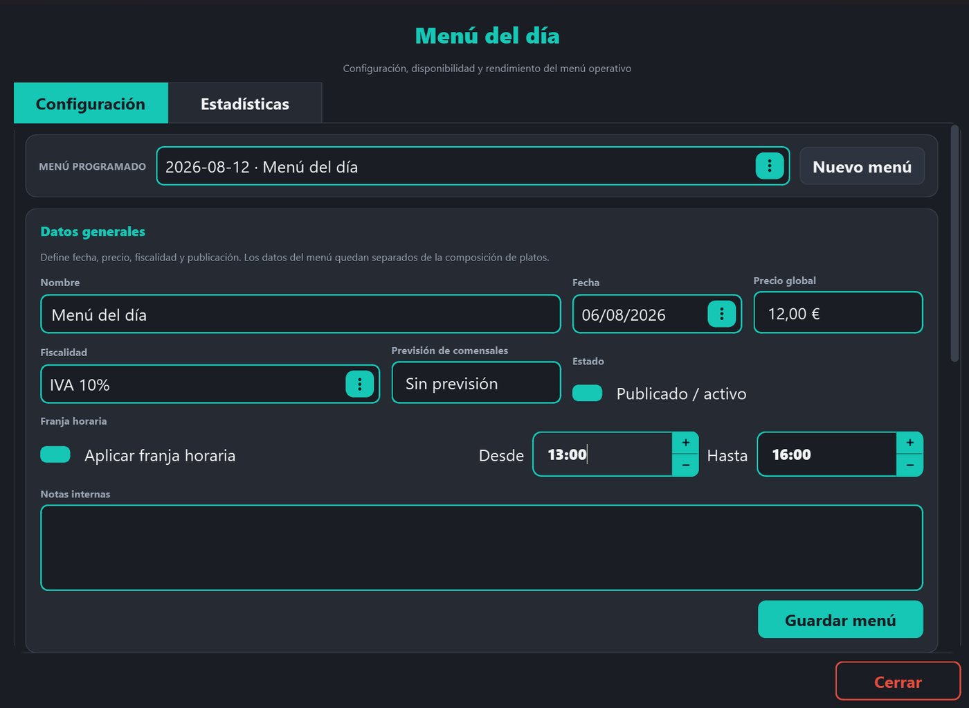 Panel operativo KDS con partida cargada y en riesgo
