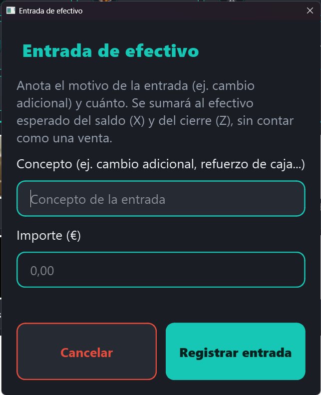 Entrada de efectivo en caja