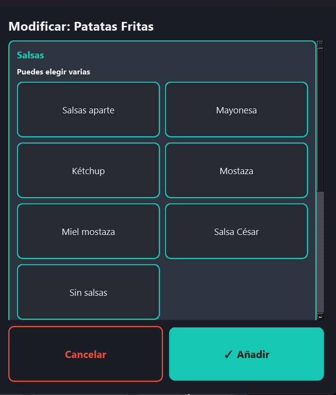 Selector de salsas para patatas fritas