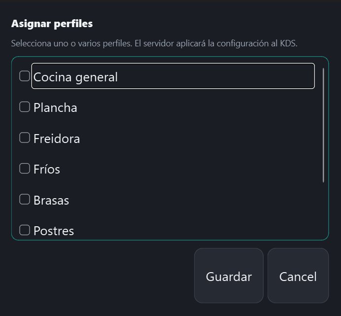 Asignación de perfiles de partida a un puesto KDS