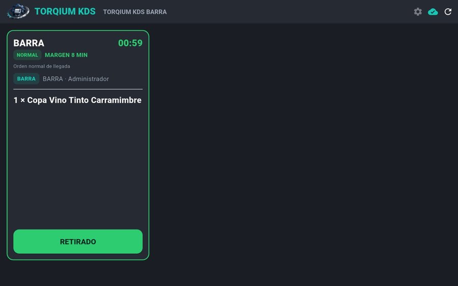 Pedido retirado en el KDS