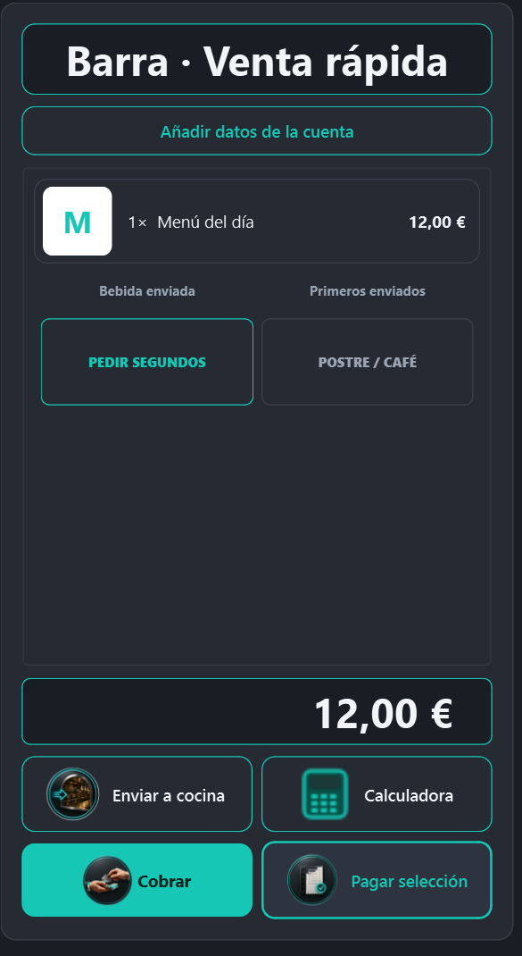 Ticket con primeros enviados y Pedir segundos activo
