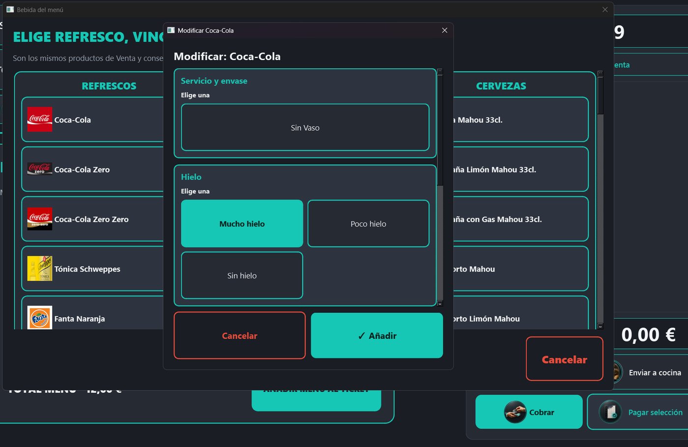 Composición del menú del día reutilizando productos vivos de venta
