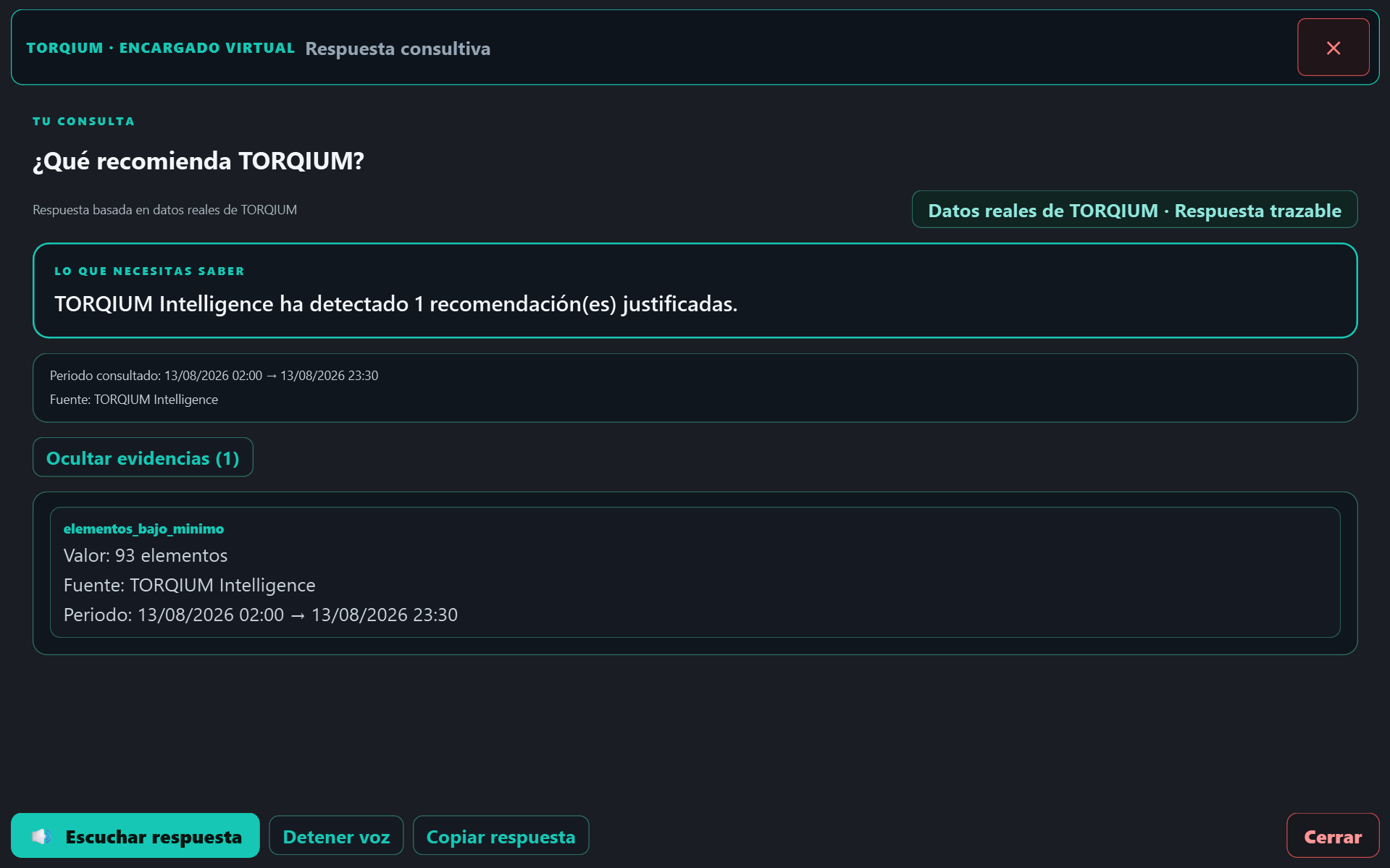 Respuesta consultiva: qué recomienda TORQIUM